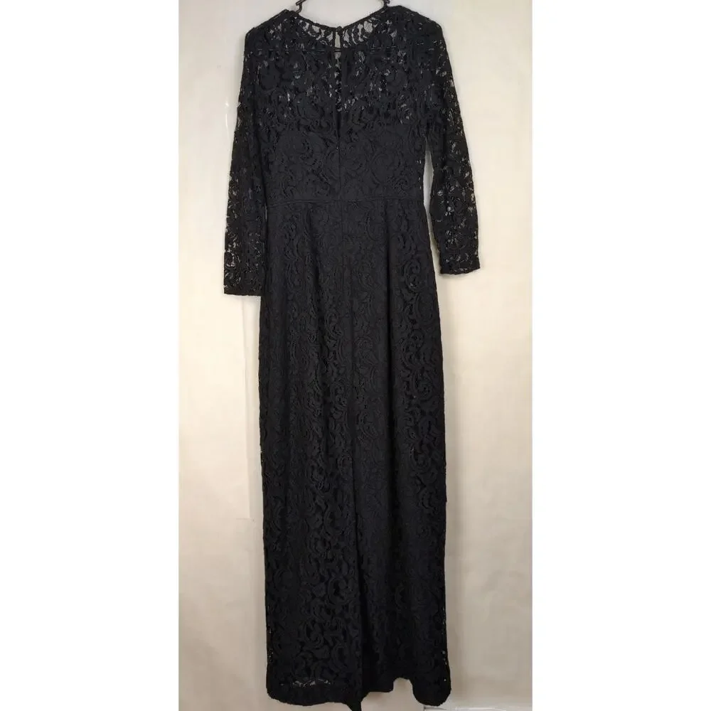 J.Crew Selina black sheer lace maxi dress Size 6 Whimsigoth Coquette Romantic